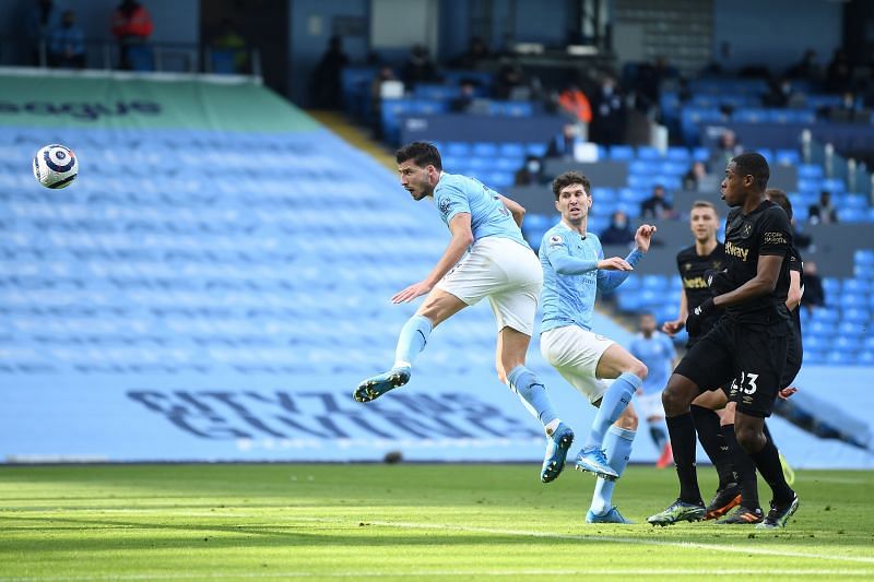Ruben Dias in action against West Ham United
